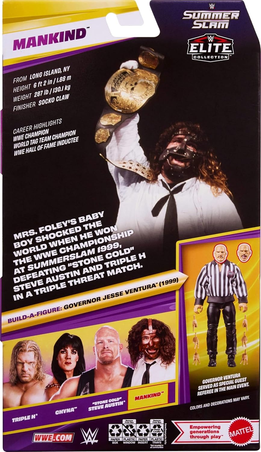 WWE Elite Collection Summer Slam: Mankind - BAF Governor Jesse Ventura Toys & Games Mattel