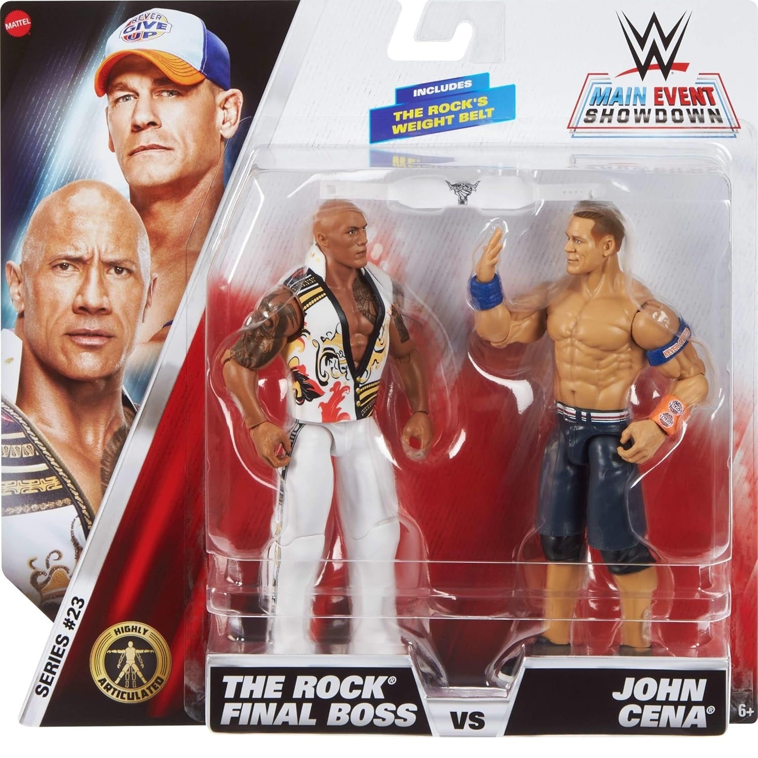 WWE Main Event Showdown Series 23: The Rock Final Boss vs John Cena 2 Pack Toys & Games Mattel