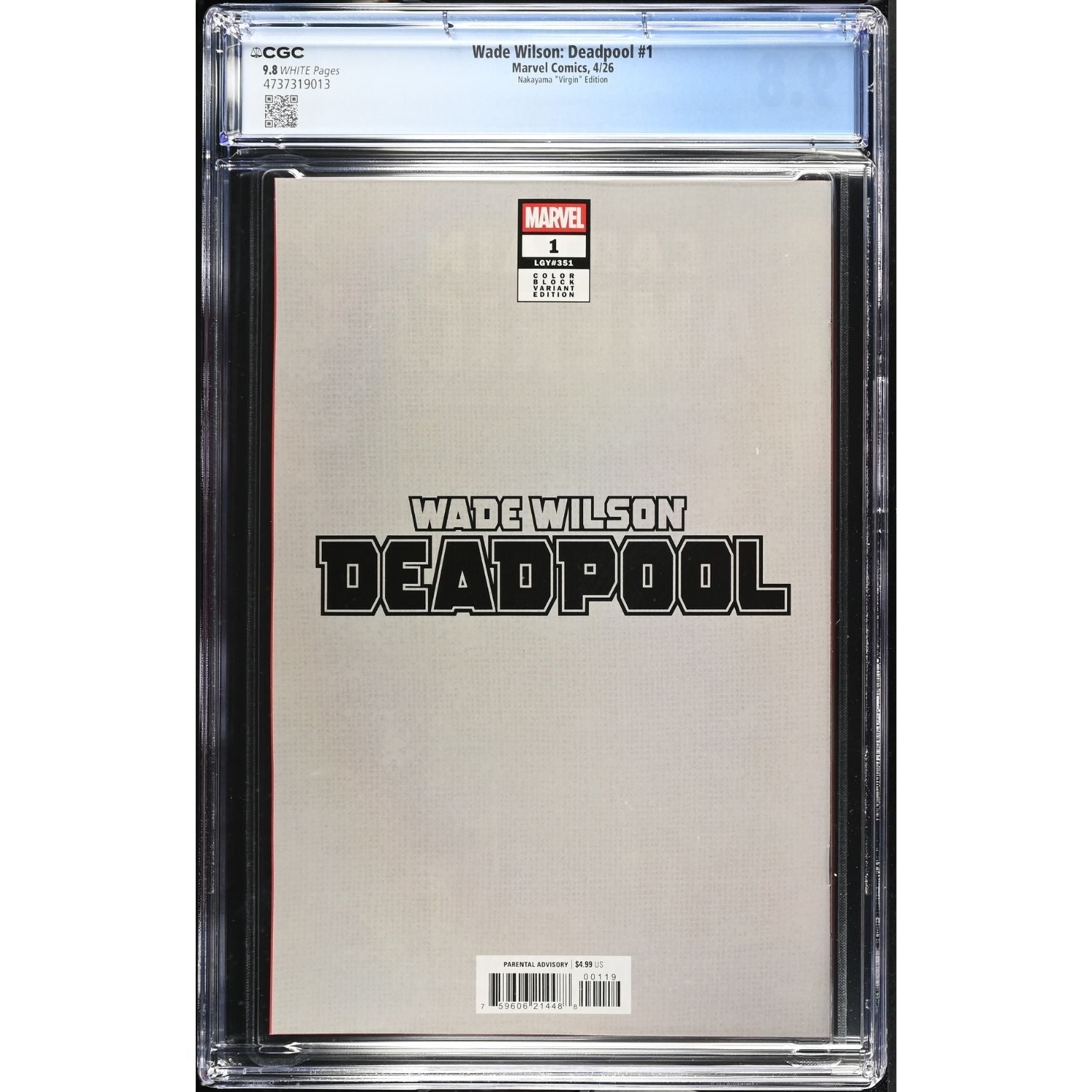 Wade Wilson Deadpool: #1 [David Nakayama CGC 9.8 CVR J Virgin - 1:50] 2026 Comics Marvel Comics