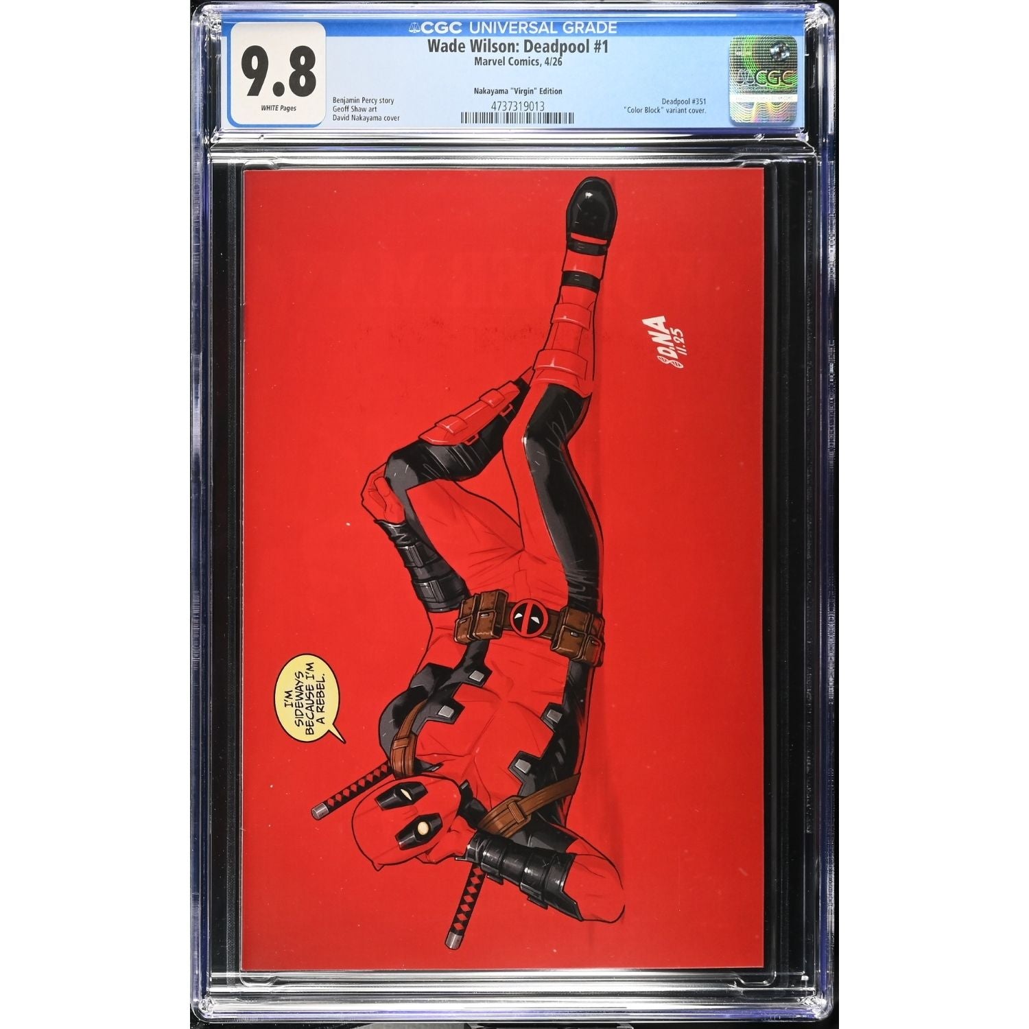 Wade Wilson Deadpool: #1 [David Nakayama CGC 9.8 CVR J Virgin - 1:50] 2026 Comics Marvel Comics