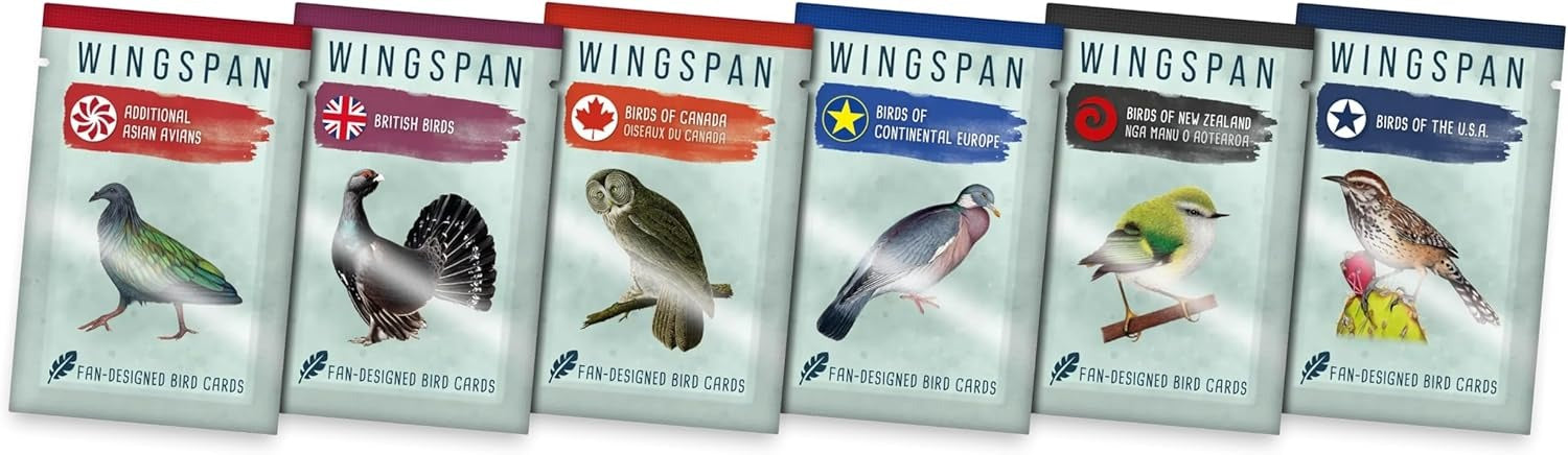 Wingspan - Fan Designed Bird Packs Display Box - 6 Packs [Board Game, 1-5 Players] Board Game Stonemaier Games