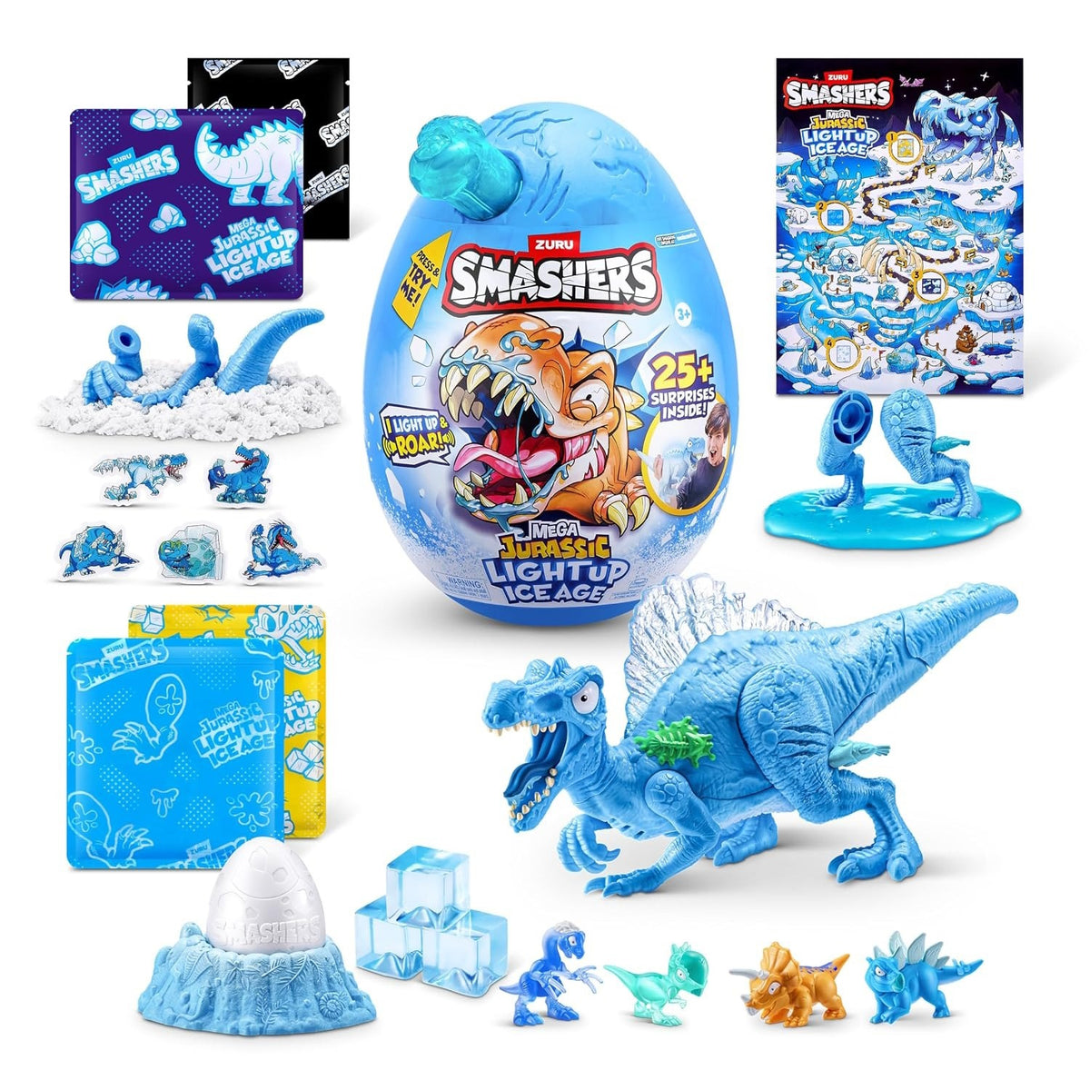 Zuru Smashers: Mega Jurassic Lightup Ice Age Dino - 74138 - Spinosaurus - Blue-Green Toys & Games Zuru