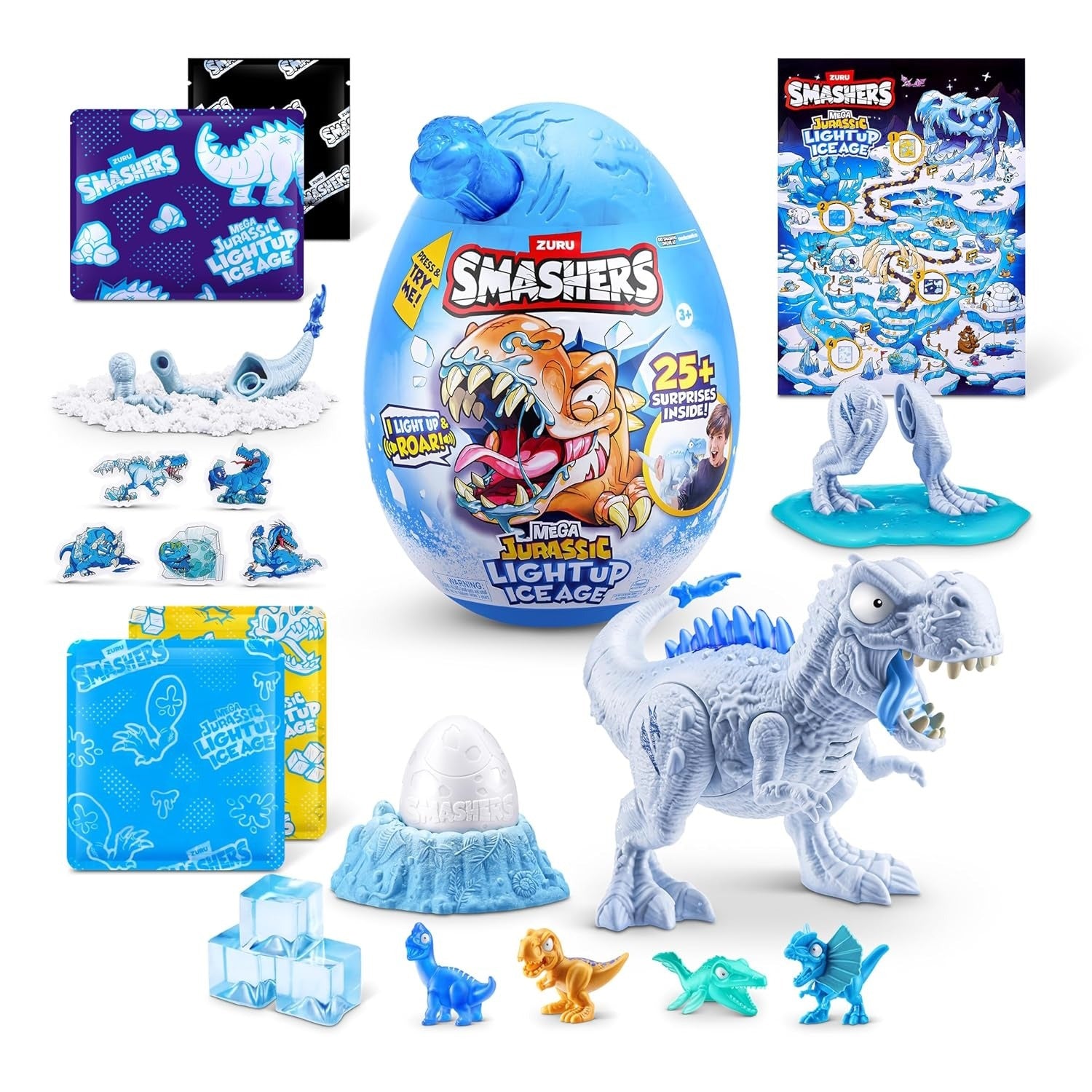 Smashers: Mega Jurassic Lightup Ice Age Dino - Blue T-Rex Toys & Games Zuru