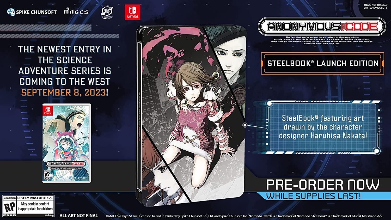 ANONYMOUS;CODE - SteelBook Launch Edition [Nintendo Switch] Nintendo Switch Video Game Spike Chunsoft   