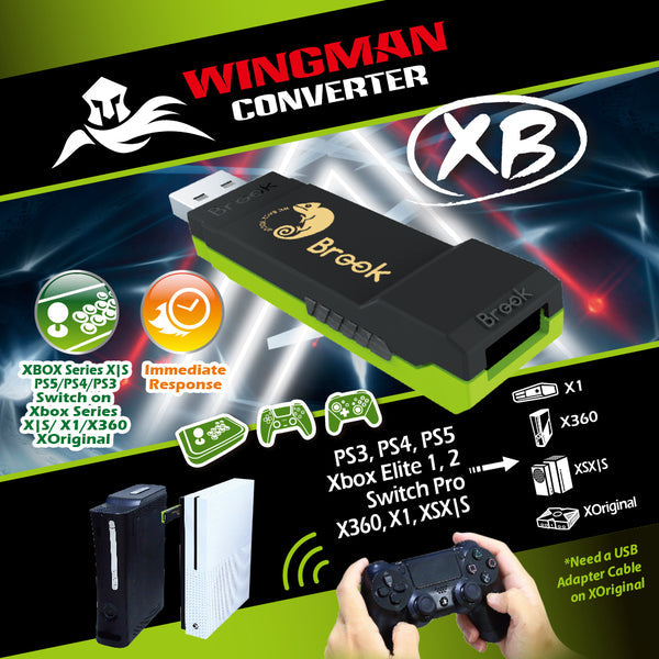 Brook Wingman Converter XB Support - Controller Adapter for PS3 / PS4 / PS5 / Xbox 360 / Xbox One / Xbox Series X/S / Switch Pro to Xbox [Cross-Platform Accessory] Cross-Platform Accessories Brook Gaming   