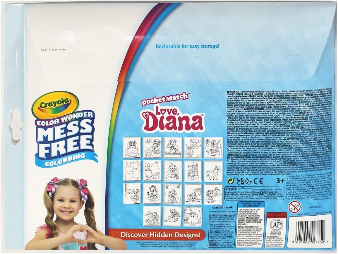 CRAYOLA Colour Wonder Love Diana, Mess Free Colouring Pages With 5 Markers Included, 23 Piece Set Toys & Games Crayola   