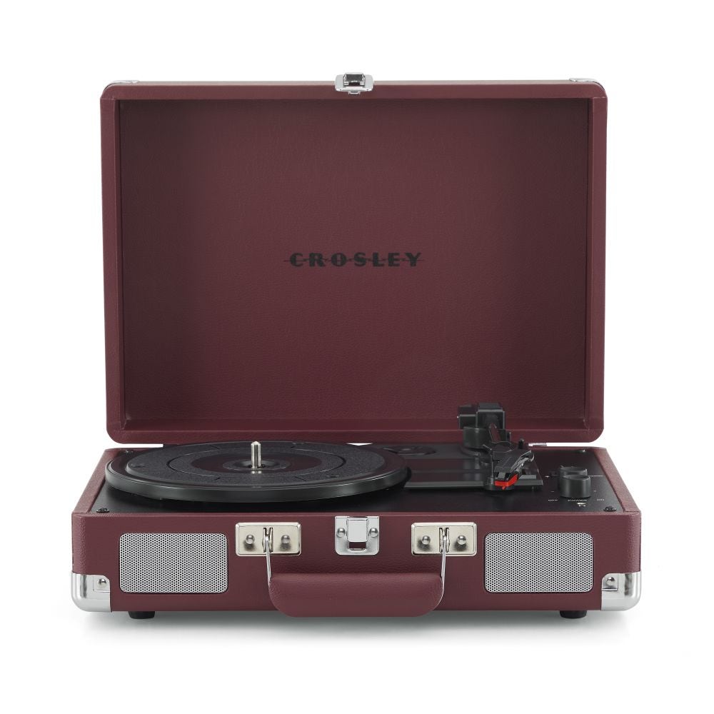Crosley: Cruiser Plus Vintage 3-Speed Bluetooth In/Out Suitcase Vinyl Record Player Turntable - Burgundy - CR8005F-BU [Electronics] Electronics Crosley