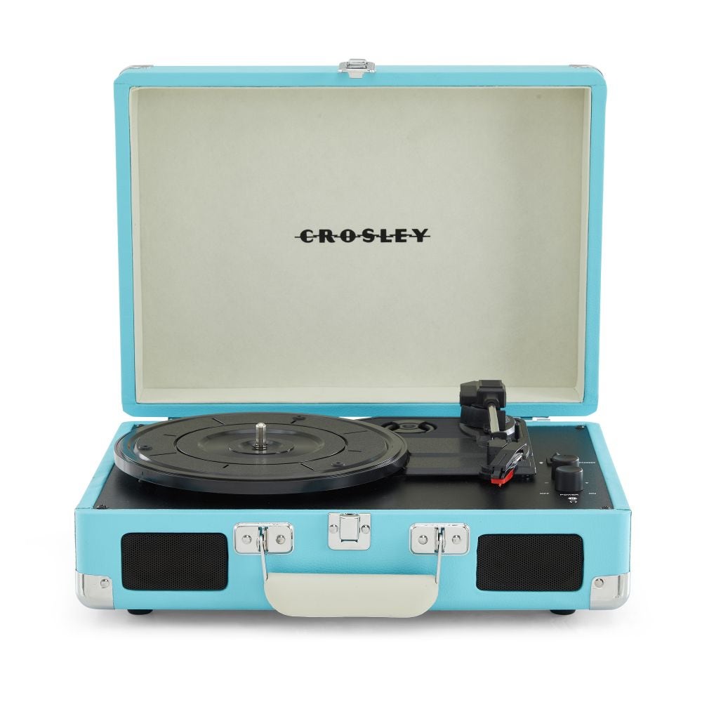 Crosley: Cruiser Plus Vintage 3-Speed Bluetooth in/Out Suitcase Vinyl Record Player Turntable - Turquoise/White - CR8005F-TU [Electronics] Electronics Crosley