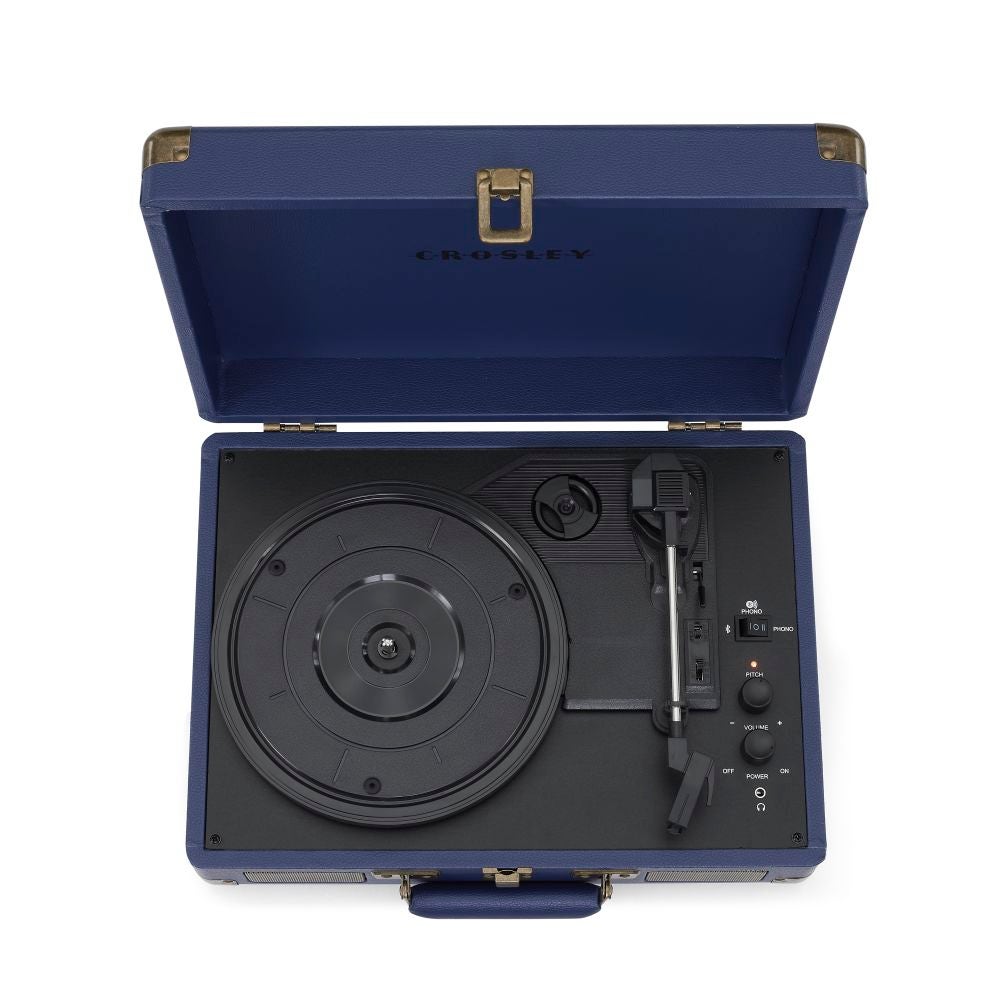 Crosley: Cruiser Plus Vintage 3-Speed Bluetooth In/Out Suitcase Vinyl Record Player Turntable - Navy Blue - CR8005F-NV [Electronics] Electronics Crosley
