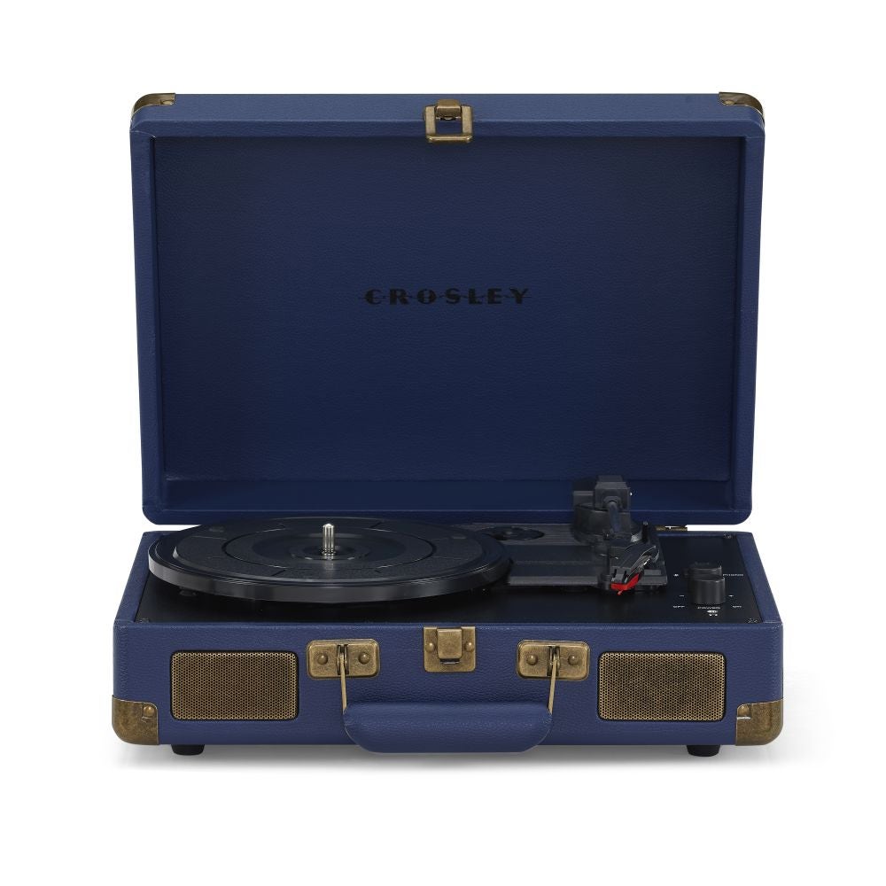 Crosley: Cruiser Plus Vintage 3-Speed Bluetooth In/Out Suitcase Vinyl Record Player Turntable - Navy Blue - CR8005F-NV [Electronics] Electronics Crosley