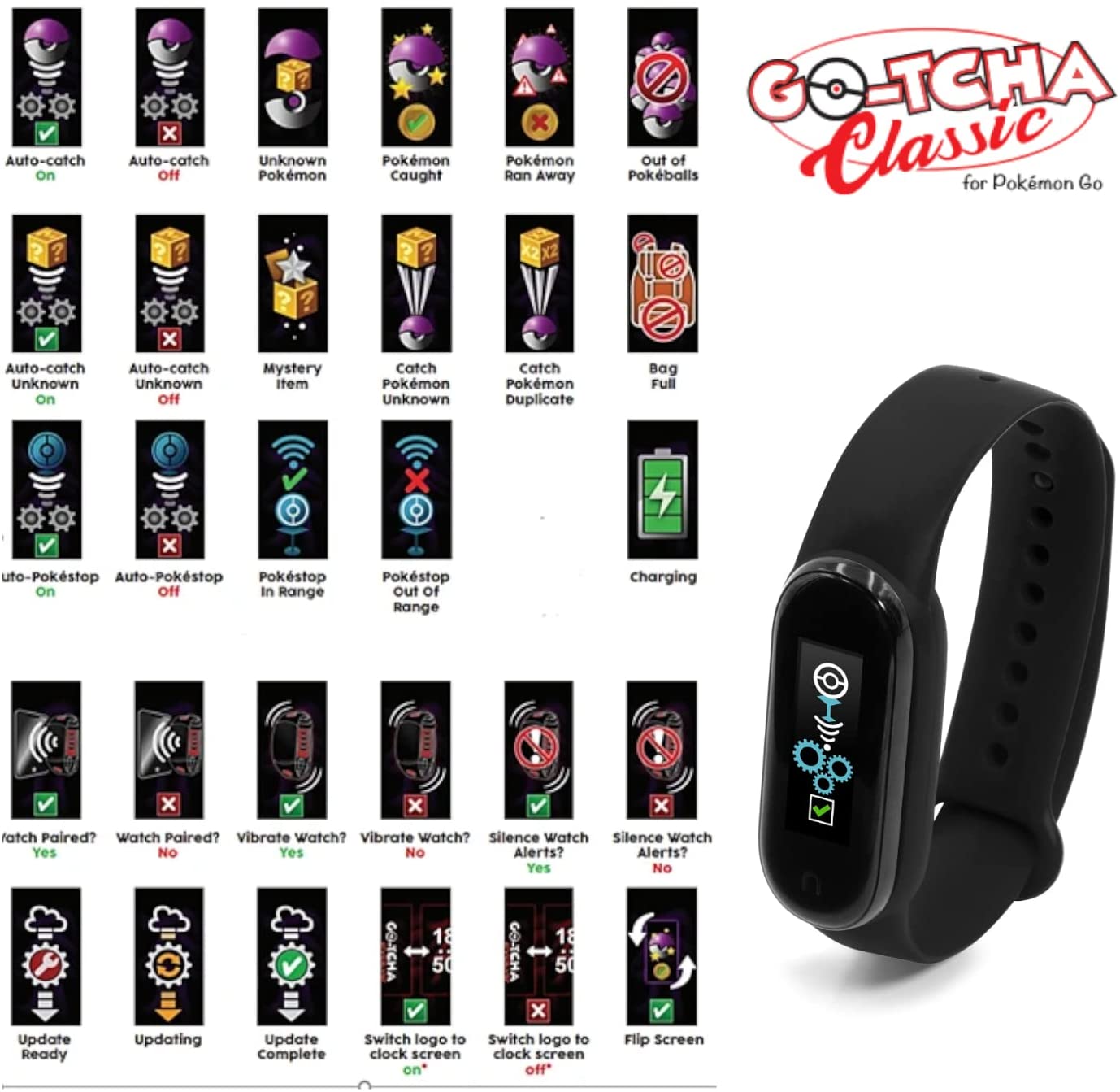 Datel Pokemon GO-TCHA Classic Wristband for Pokemon Go - iPhone & Android BLACK Toys & Games Datel