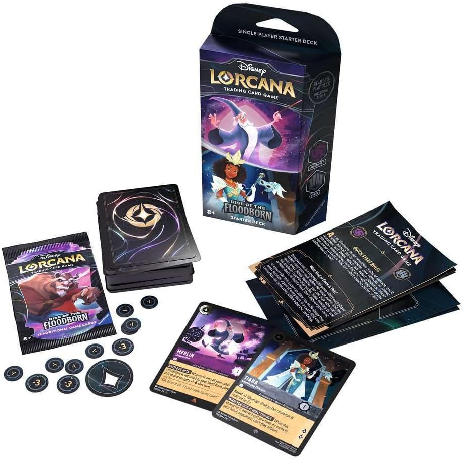 Disney Lorcana TCG: Rise of The Floodborn Starter Deck - Amethyst & Steel Card Game Ravensburger