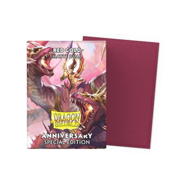 Dragon Shield Sleeves Dual Matte Pomegranate and Gold - 100 Sleeves Card Game Accessories Dragon Shield