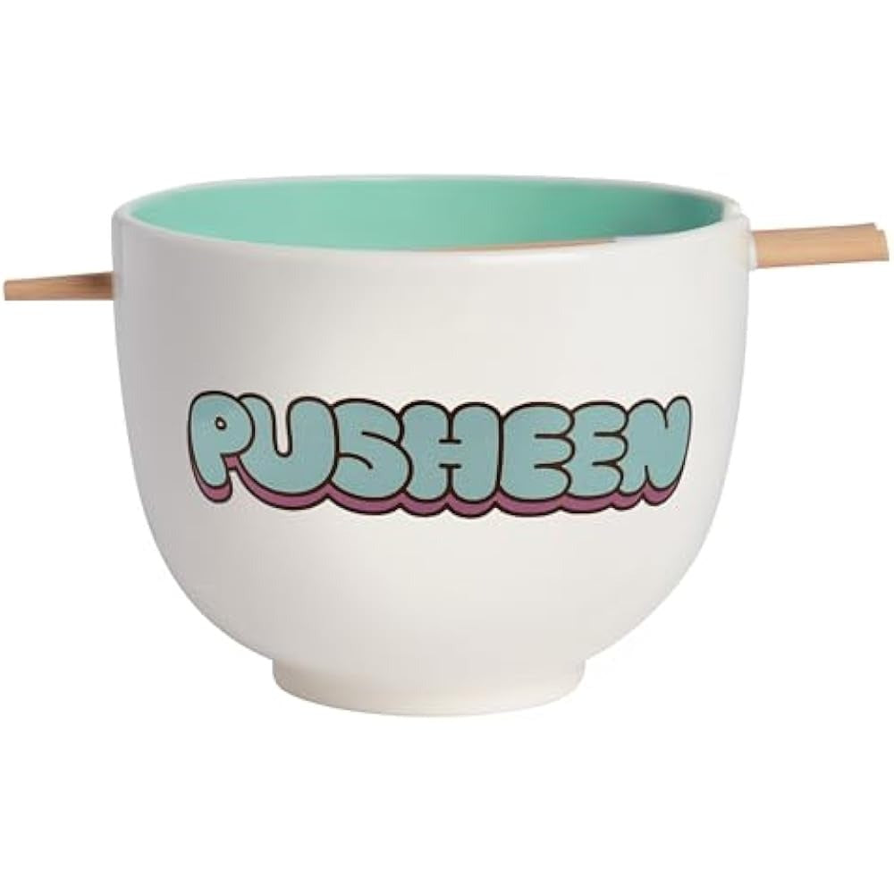 Enesco: Pusheen The Cat Eating Ramen - Soup Bowl and Chopsticks Set House & Home Enesco