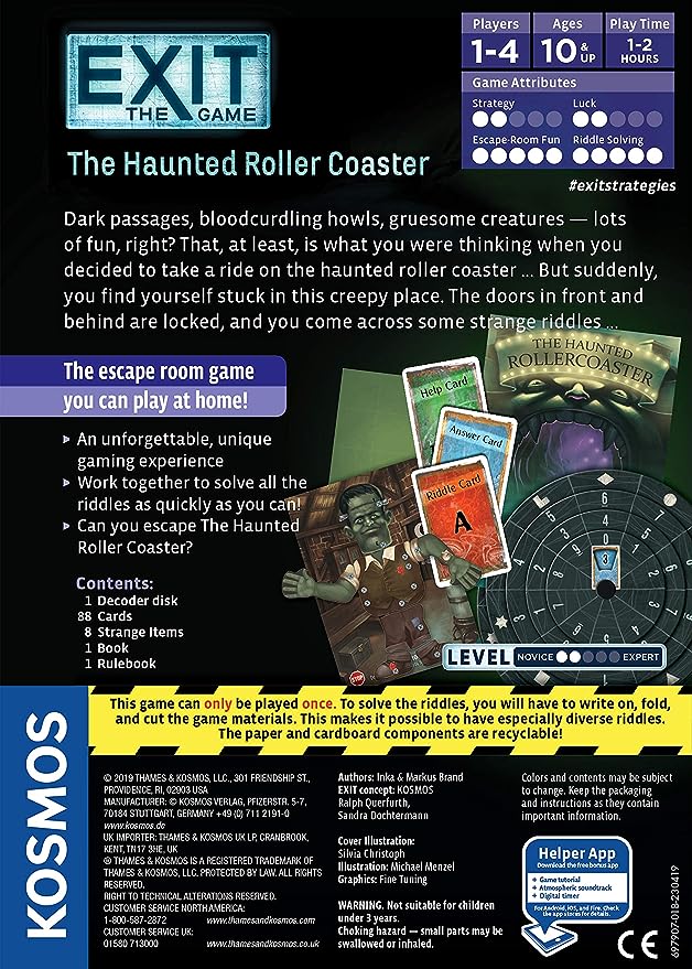 Exit: The Game - The Haunted Roller Coaster [Board Game, 1-4 Players] Board Game Thames and Kosmos   