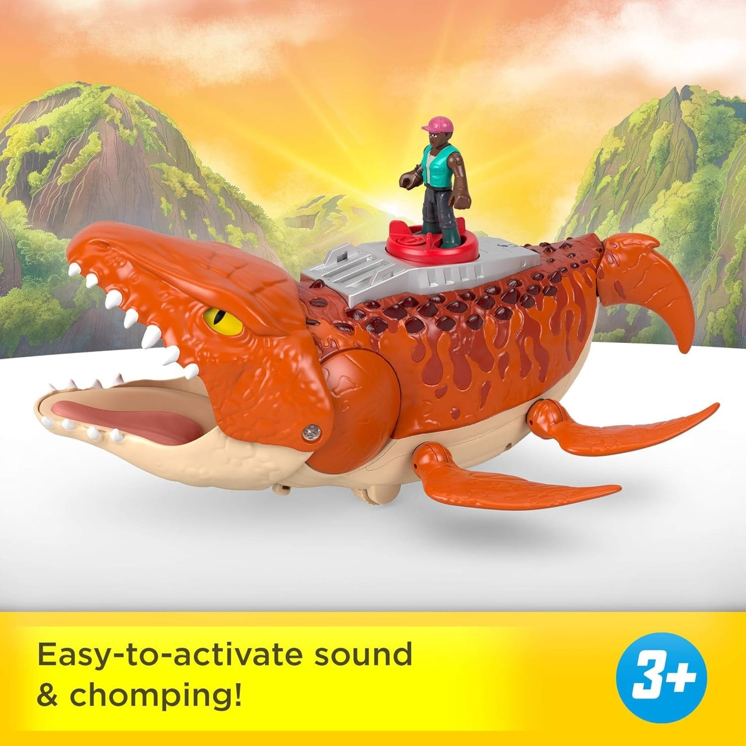Imaginext Jurassic World Rebirth: Aqua Chomp Chase Mosasaurus Dinosaur Toy Playset Toys & Games Fisher Price