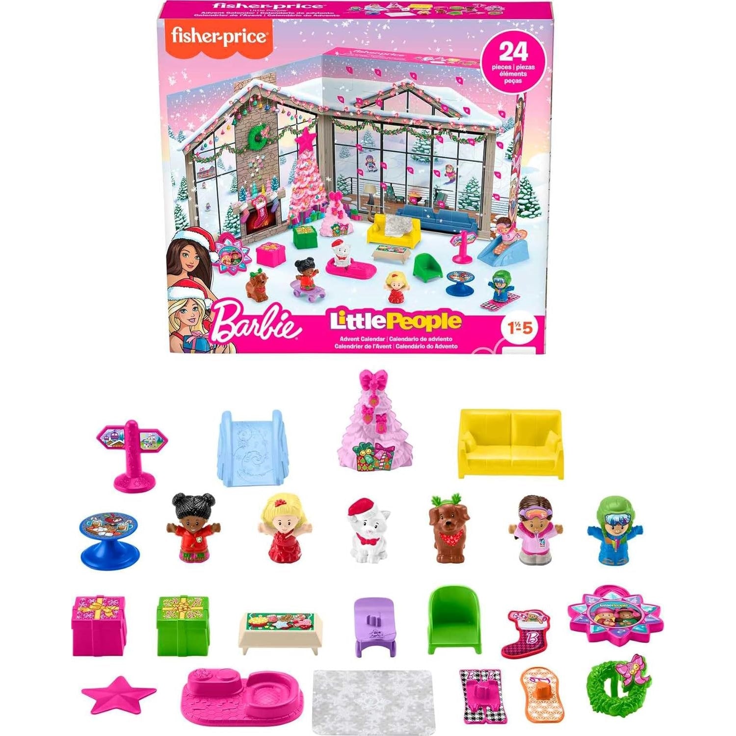 Fisher Price: Little People Barbie Advent Calendar 24 Christmas Figures & Pieces Toys & Games Fisher Price