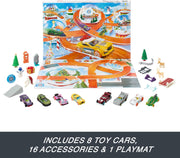 Hot Wheels: Advent Christmas Calendar - 1:64 Scale Cars & 16 Winter-Themed Toys & Games Mattel