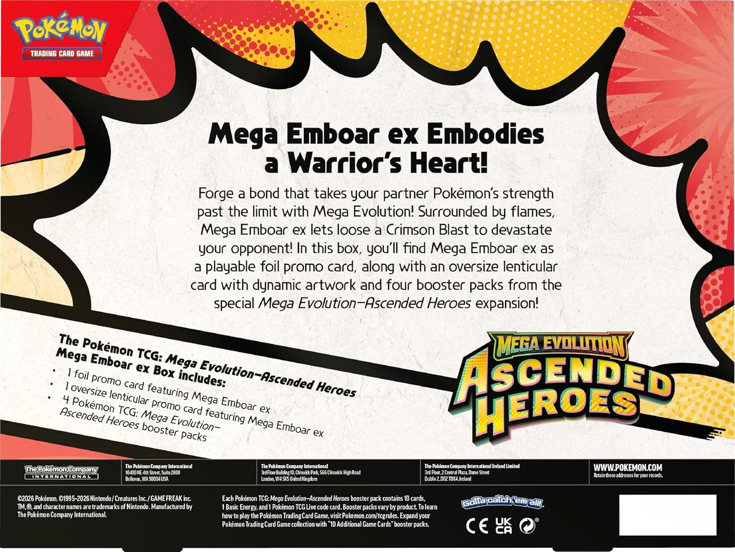 Pokemon TCG: Mega Evolution - Ascended Heroes Mega Emboar ex Box Card Game Pokemon