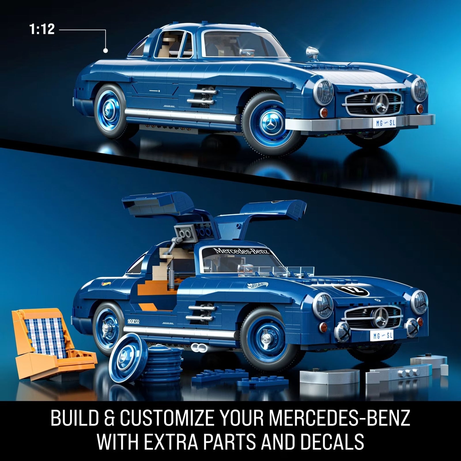 Mattel Brick Shop: Hot Wheels Mercedes-Benz 300 SL Building Set Toys & Games Mattel
