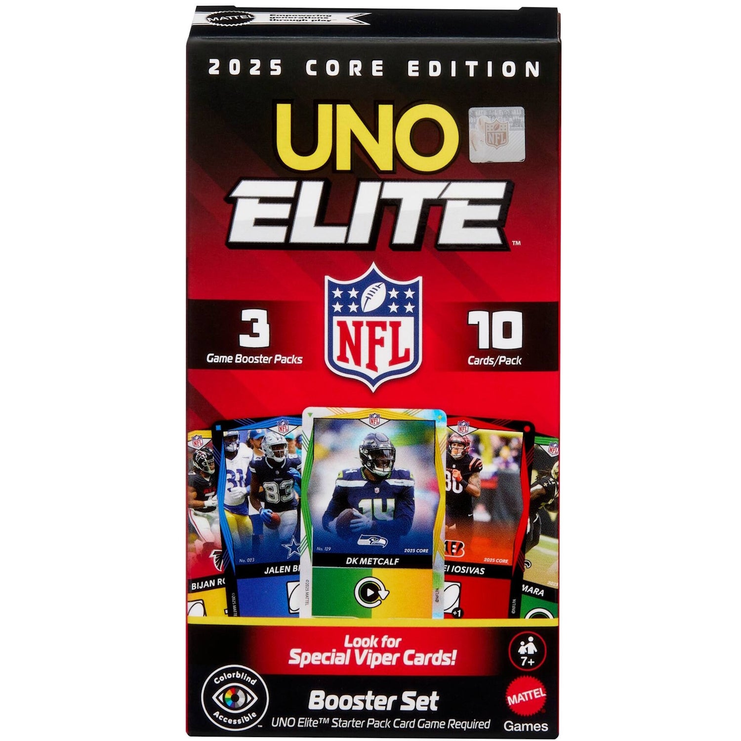 Mattel: UNO Elite NFL 2025 Core Edition Booster Set Toys & Games Mattel
