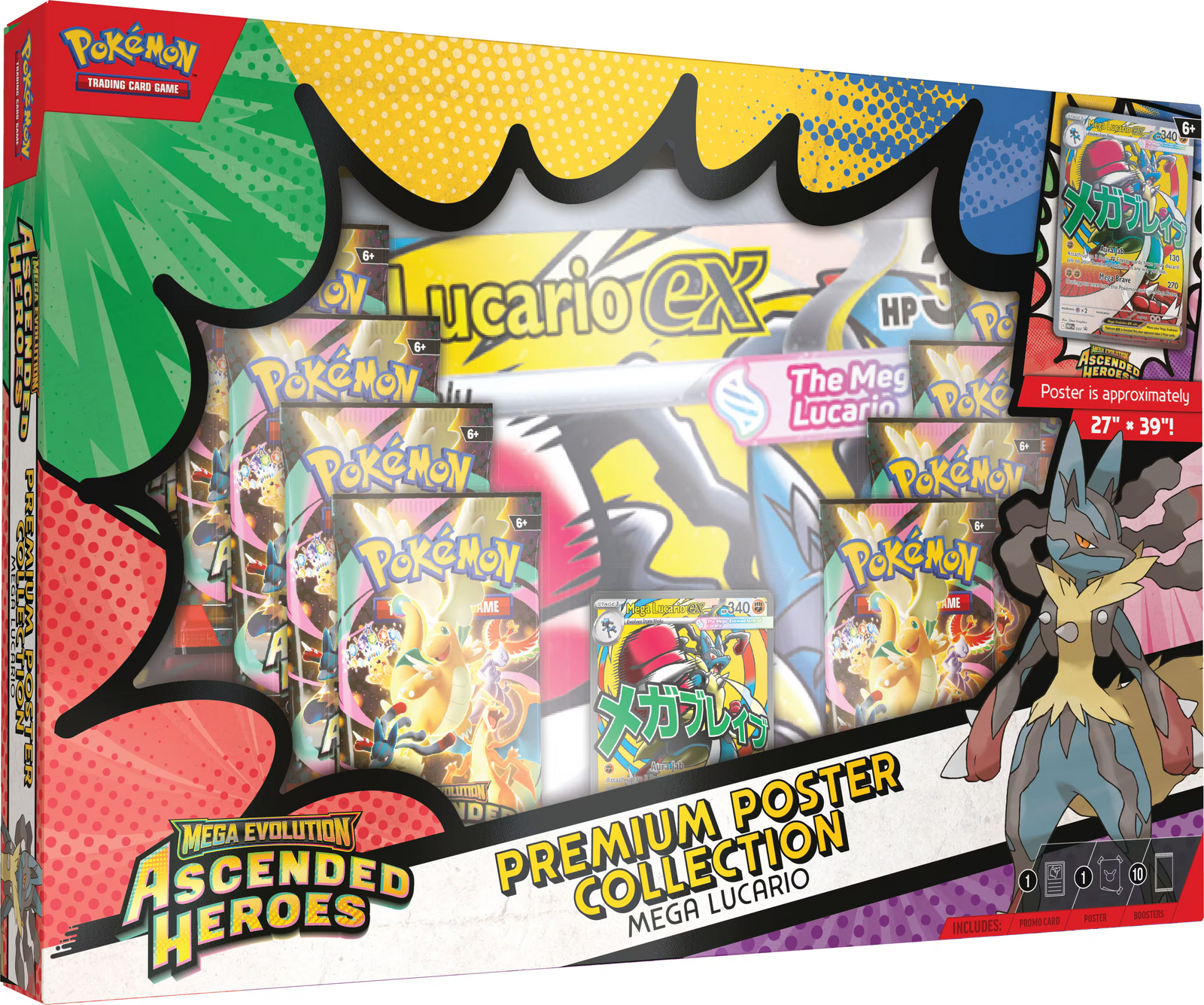 Pokemon TCG: Mega Evolution - Ascended Heroes Premium Poster Collection (Mega Lucario ex) Card Game Pokemon