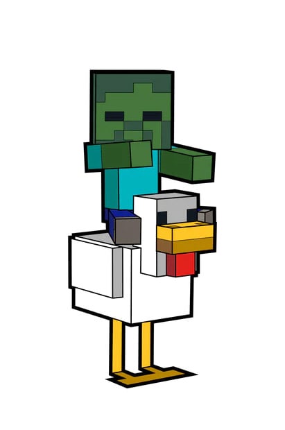 Minecraft FiGPiN: Chicken Jockey #1325 Exclusive – Limited Edition of 750 Enamel Pin FiGPiN