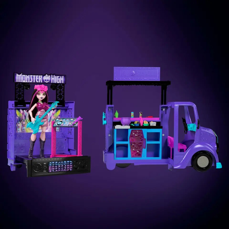 Monster High: Fangtastic Rockin Food Truck Draculaura Doll & Playset & Pullout Stage Toys & Games Mattel