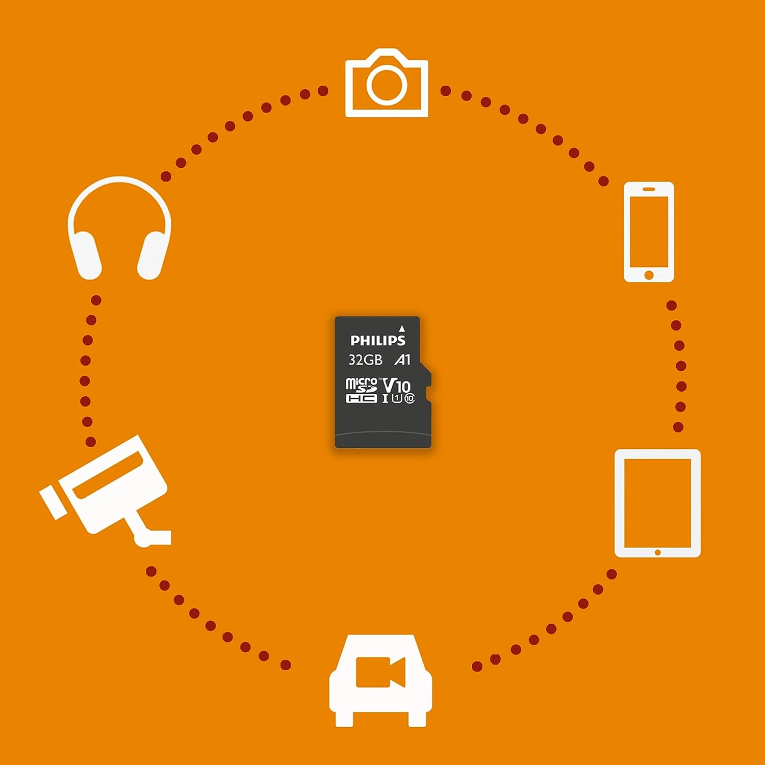 PHILIPS 32GB Micro SDHC UHS-1 U1 & V10 Class 10 Flash Memory Card & Adapter Electronics Philips