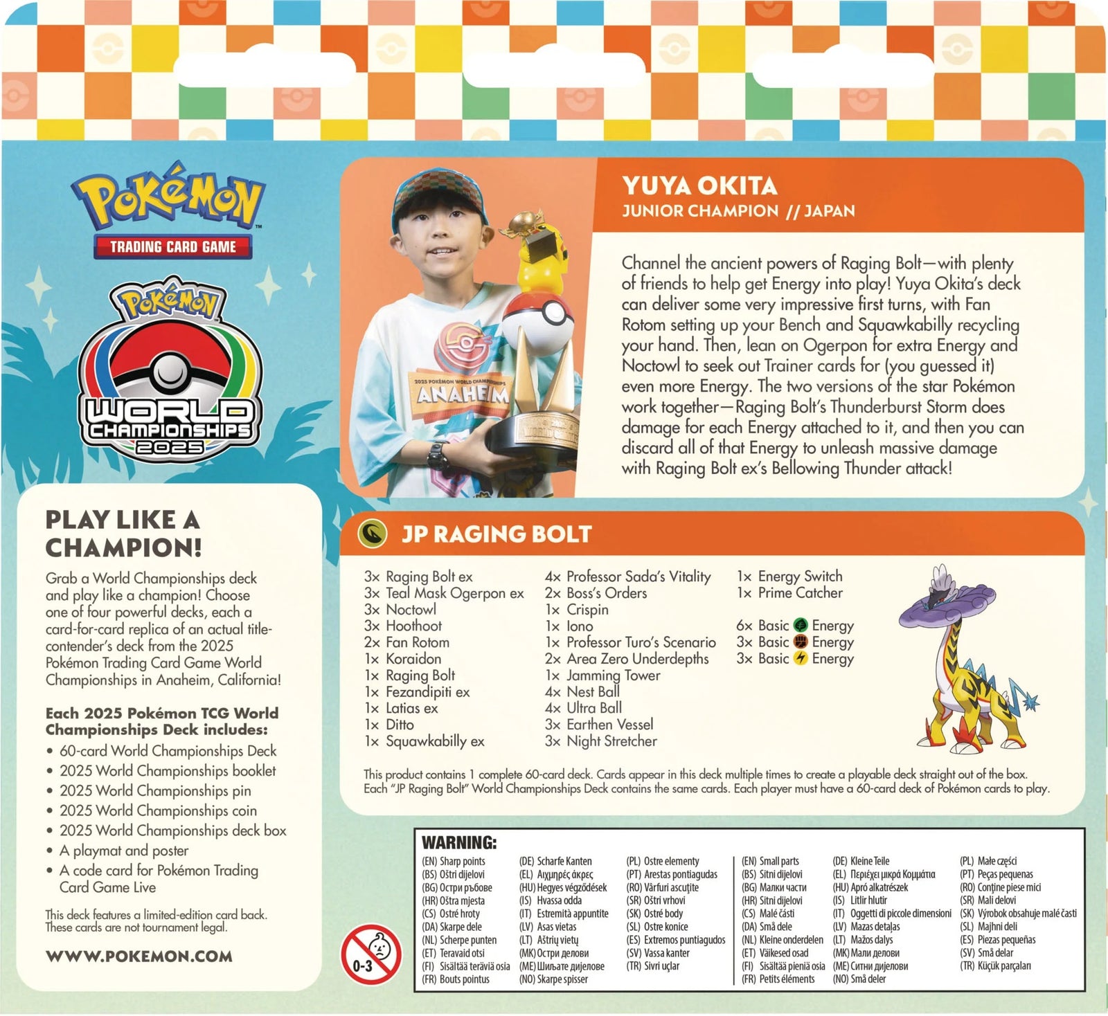 Pokemon TCG: 2025 World Championships Deck - Yuka Okita's JP Raging Bolt (Junior Champion) Card Game Pokemon