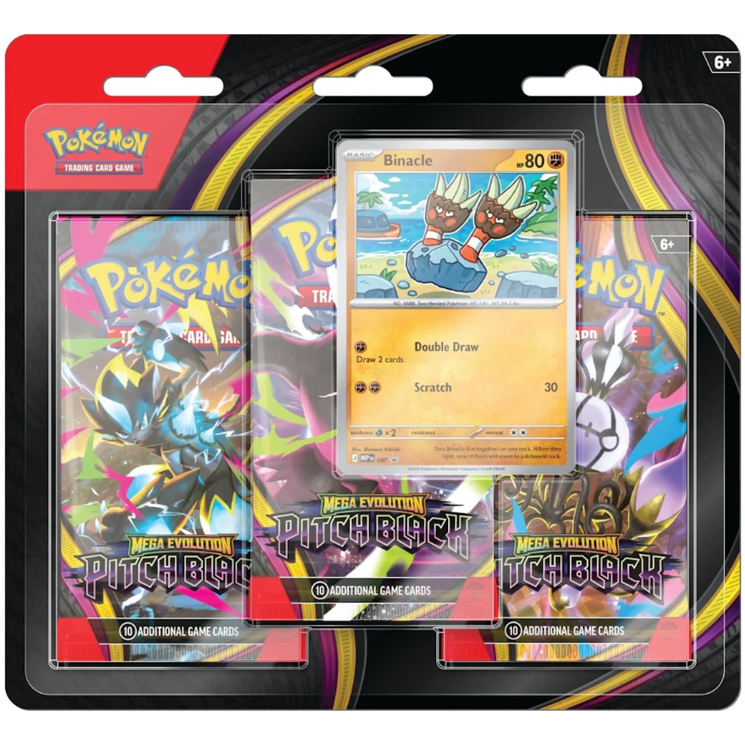 Pokemon TCG: Mega Evolution - Pitch Black 3-Pack Blister Binacle Card Game Pokemon