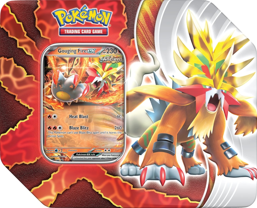 Pokemon TCG: Scarlet & Violet - Paradox Destinies Tin Card Game Pokemon Gouging Fire EX