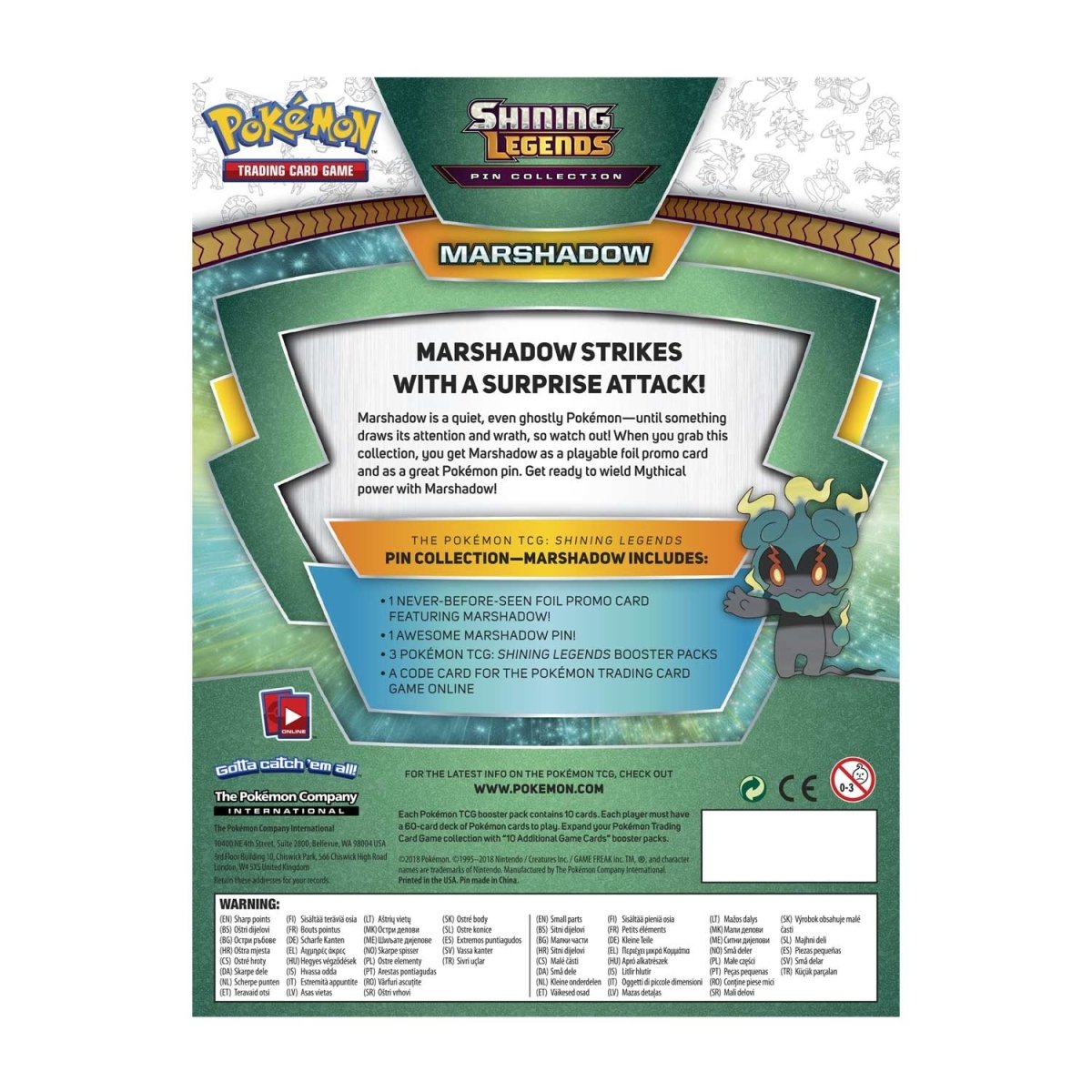 Pokemon TCG: Shining Legends Pin Collection - Marshadow Card Game Pokemon