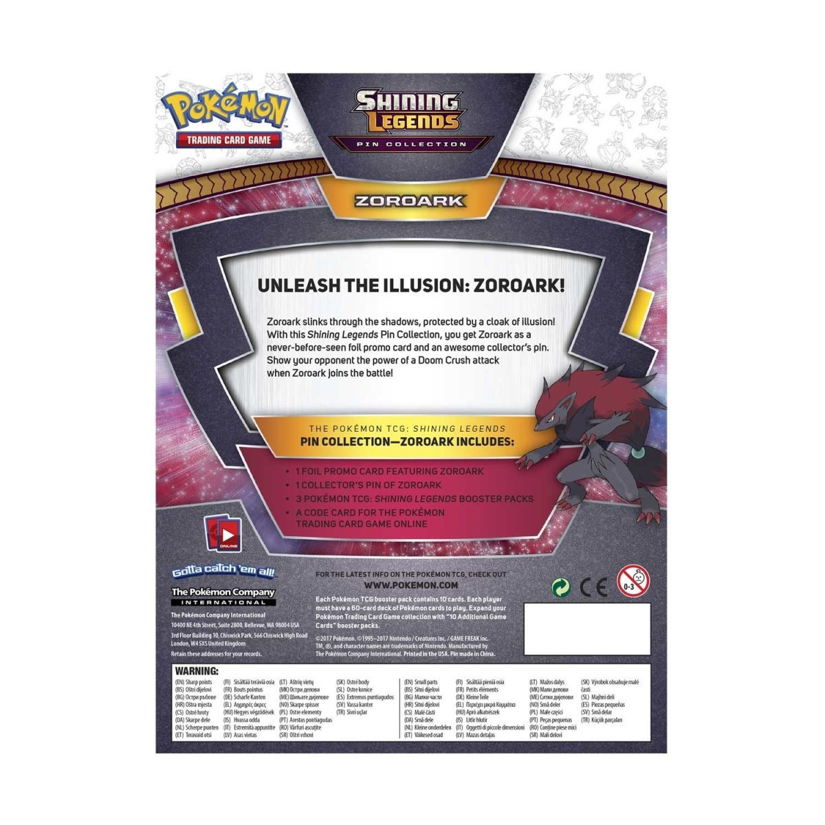 Pokemon TCG: Shining Legends Pin Collection – Zoroark Card Game Pokemon