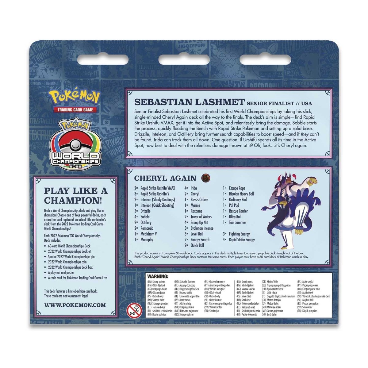 Pokemon TCG: 2022 Pokemon World Championships Deck - Sebastian Lashmet, Cheryl Again Card Game Pokemon   