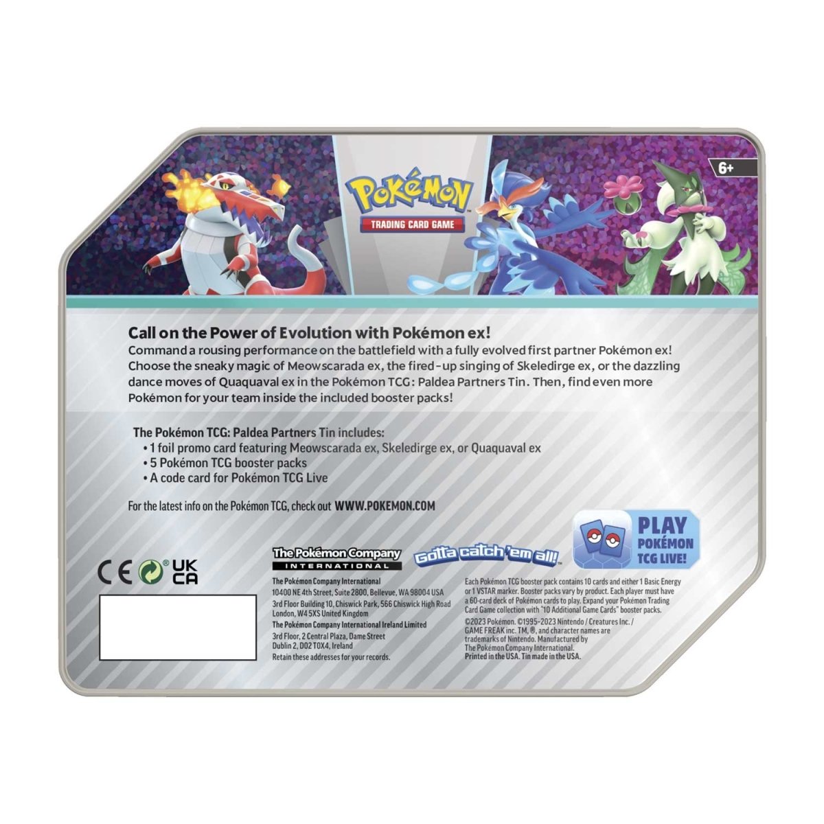 Pokemon TCG: Paldea Partners Tin - Quaquaval EX Card Game Pokemon