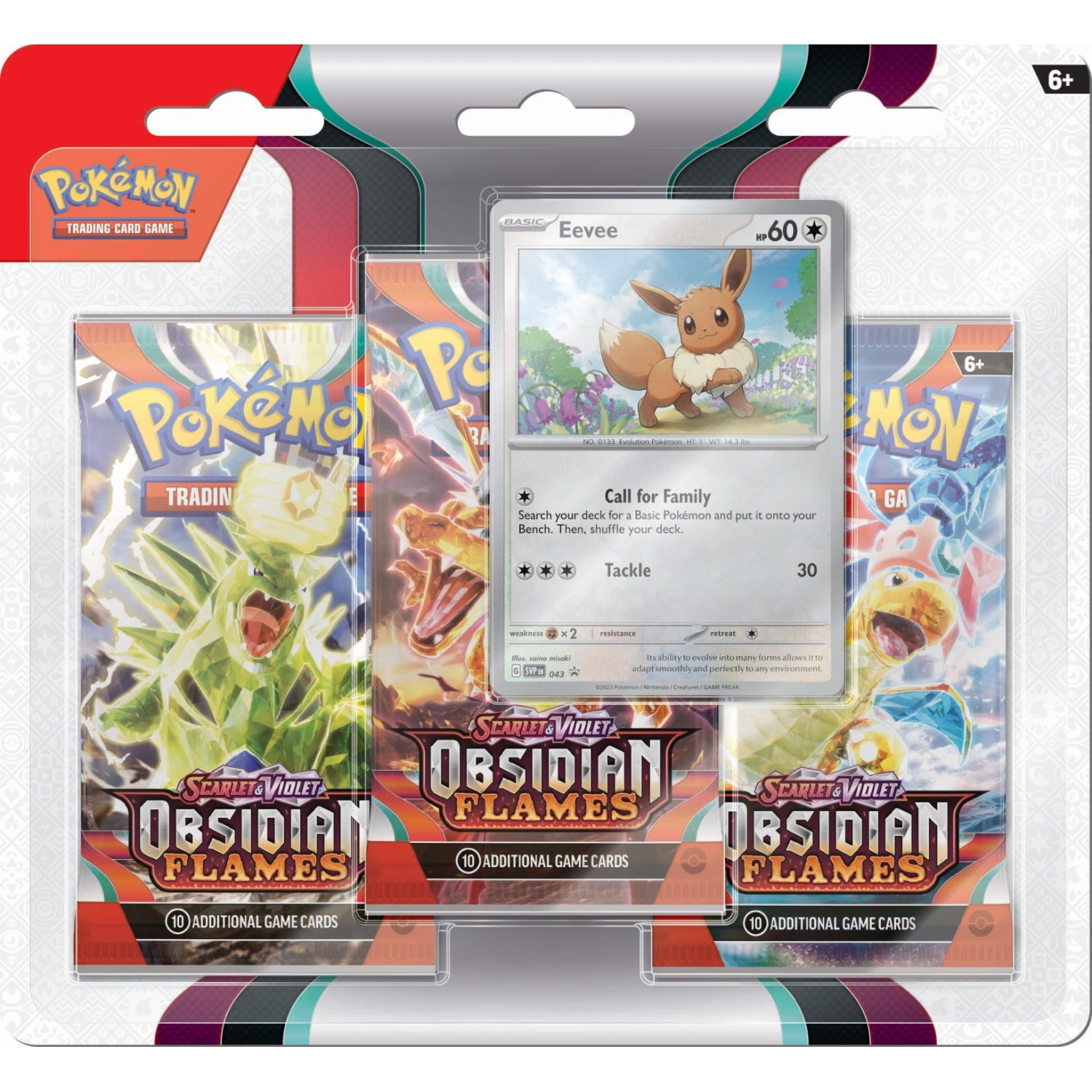 Pokemon TCG: Scarlet & Violet - Obsidian Flames 3 Pack Blister - Eevee Card Game Pokemon
