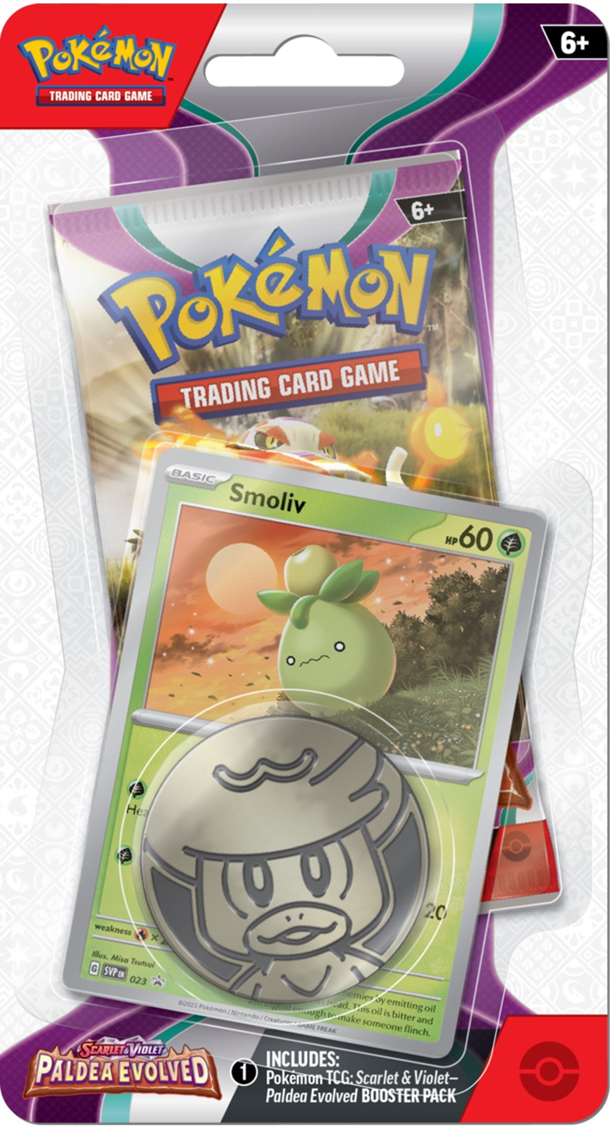 Pokemon TCG: Scarlet & Violet - Paldea Evolved Checklane Blister Pack - Growlithe and Smoliv Card Game Pokemon   