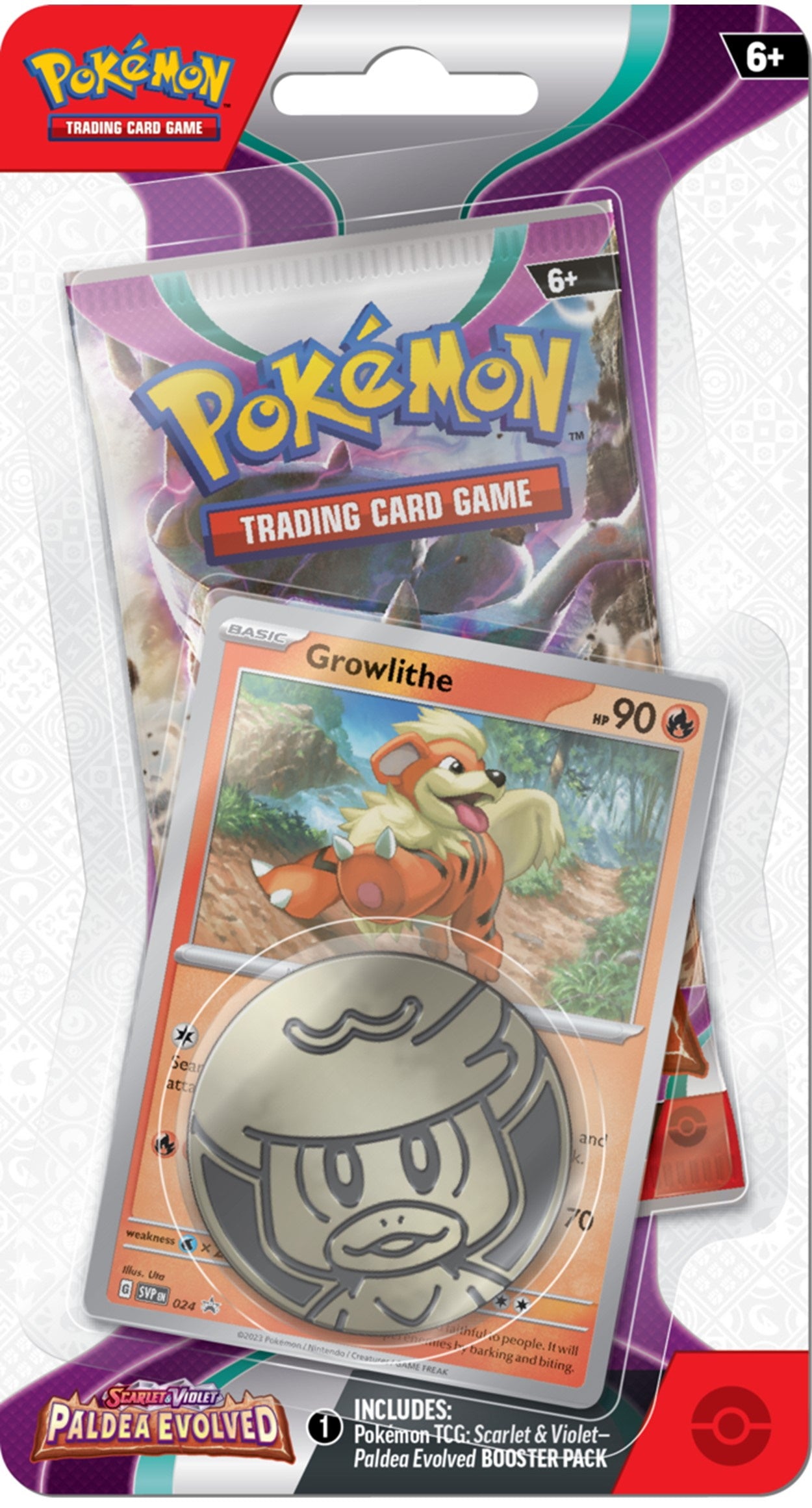 Pokemon TCG: Scarlet & Violet - Paldea Evolved Checklane Blister Pack - Growlithe and Smoliv Card Game Pokemon   