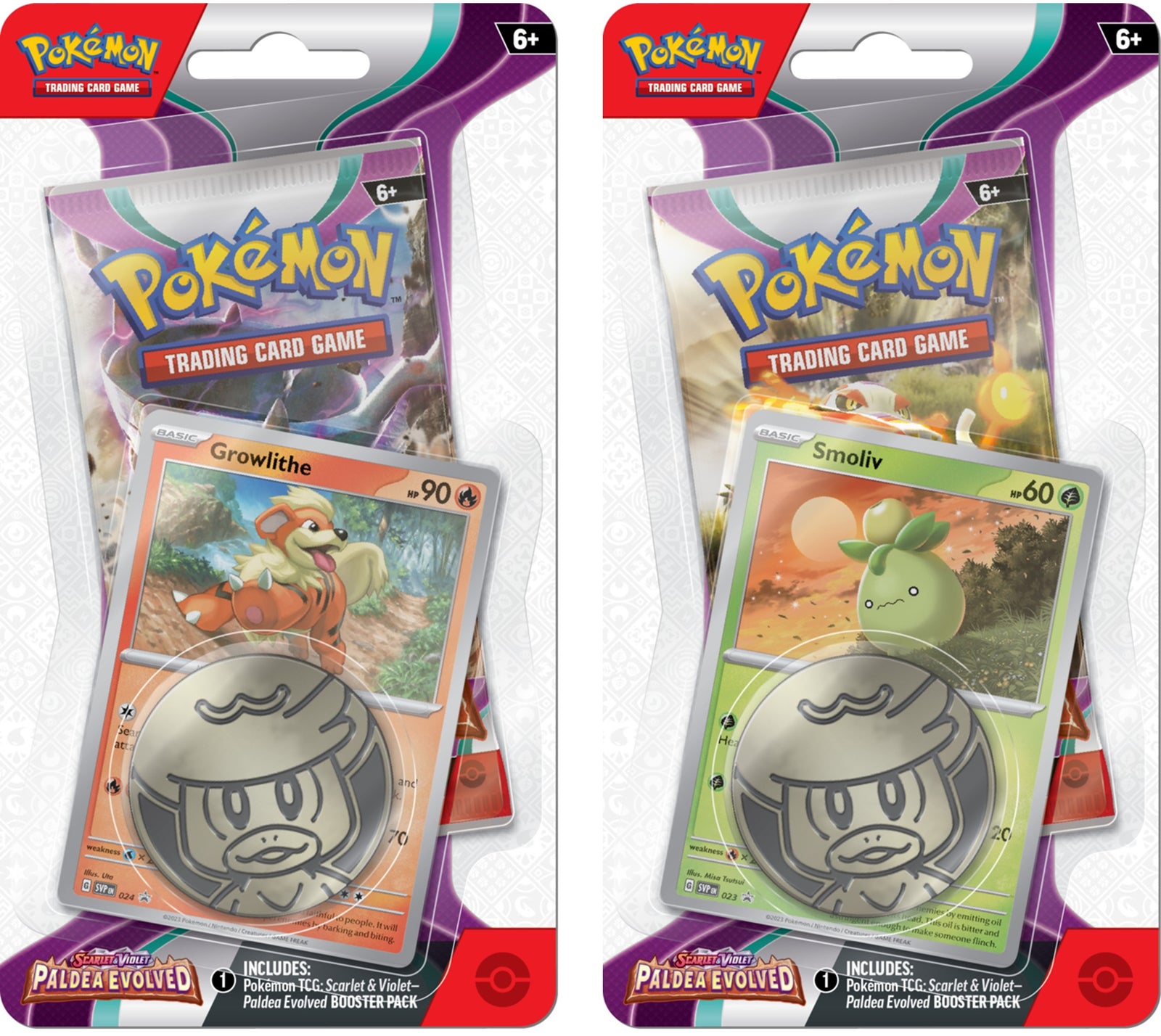 Pokemon TCG: Scarlet & Violet - Paldea Evolved Checklane Blister Pack - Growlithe and Smoliv Card Game Pokemon   