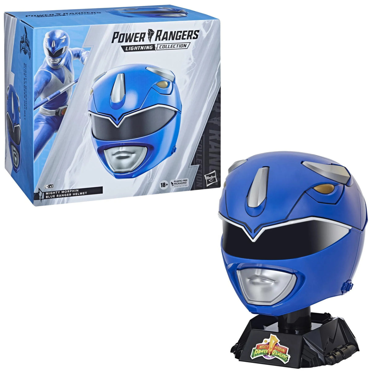 Power Rangers Lightning Collection Mighty Morphin Blue Ranger Premium Collector Helmet Full-Scale for Display, Roleplay, Cosplay Toys & Games Hasbro