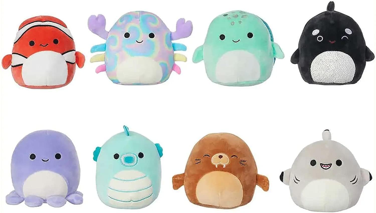 Squishmallows: 8-Pack Sea Animals 5 Inch Mini Plush Collection Plushies Kellytoy