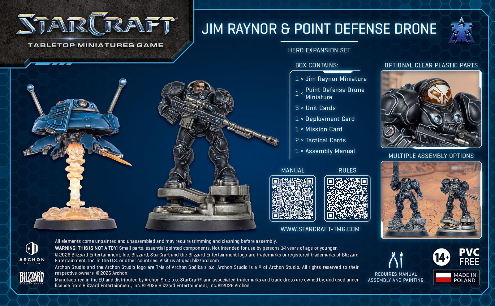 Starcraft: The Miniatures Game: Terran: Jim Raynor & Point Defense Drone Hero Expansion Set Tabletop Miniatures Archon Studios