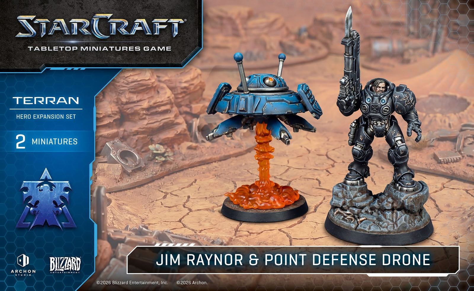 Starcraft: The Miniatures Game: Terran: Jim Raynor & Point Defense Drone Hero Expansion Set Tabletop Miniatures Archon Studios