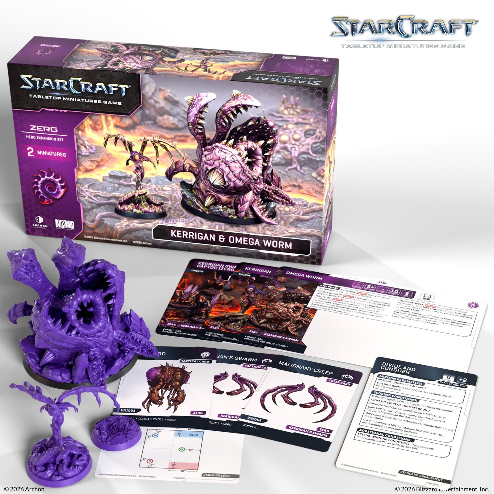 Starcraft: The Miniatures Game: Zerg: Primal Kerrigan & Omega Worm Hero Expansion Set Tabletop Miniatures Archon Studios