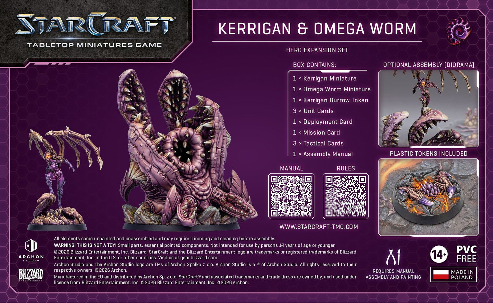 Starcraft: The Miniatures Game: Zerg: Primal Kerrigan & Omega Worm Hero Expansion Set Tabletop Miniatures Archon Studios