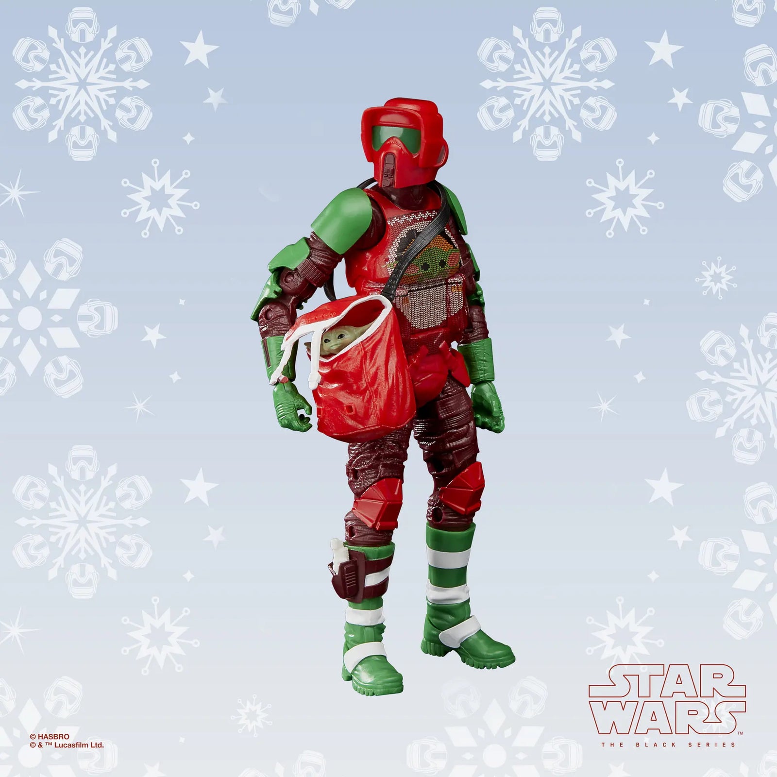 Star Wars: The Black Series - 6-Inch Scout Trooper (Holiday Edition) and Grogu in Holiday-Themed Bag Toys & Games Hasbro