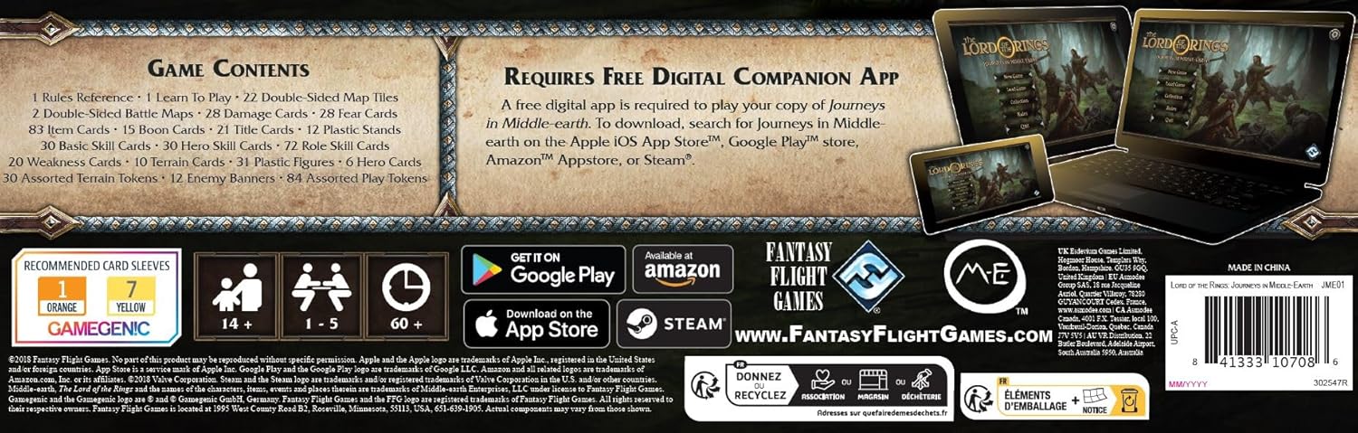 The Lord of the Rings: Journeys in Middle-Earth [Board Game, 1 - 5 Players] Board Game Fantasy Flight Games