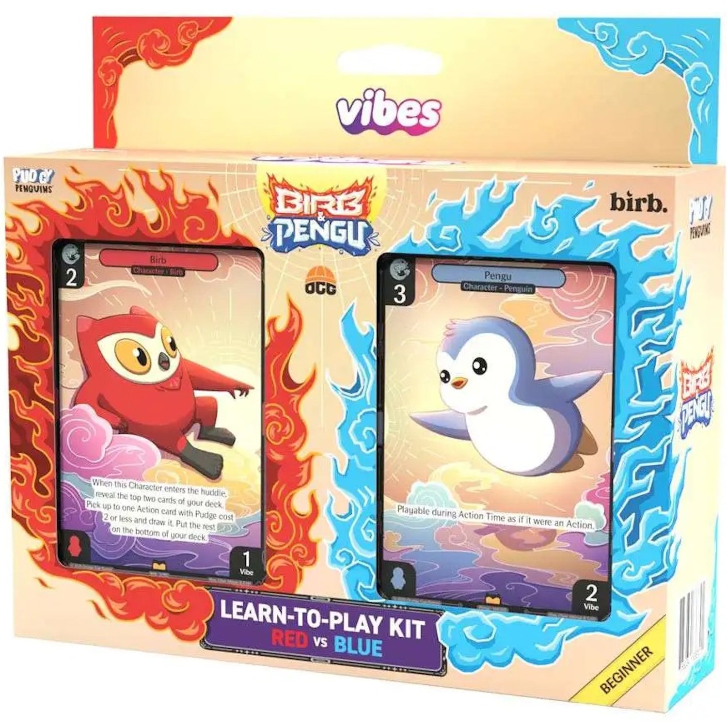 Vibes Pudgy Penguins TCG - Birb & Pengu Learn to Play Beginner Starter Kit: Red vs Blue [Set 3] Card Game Pudgy Penguins