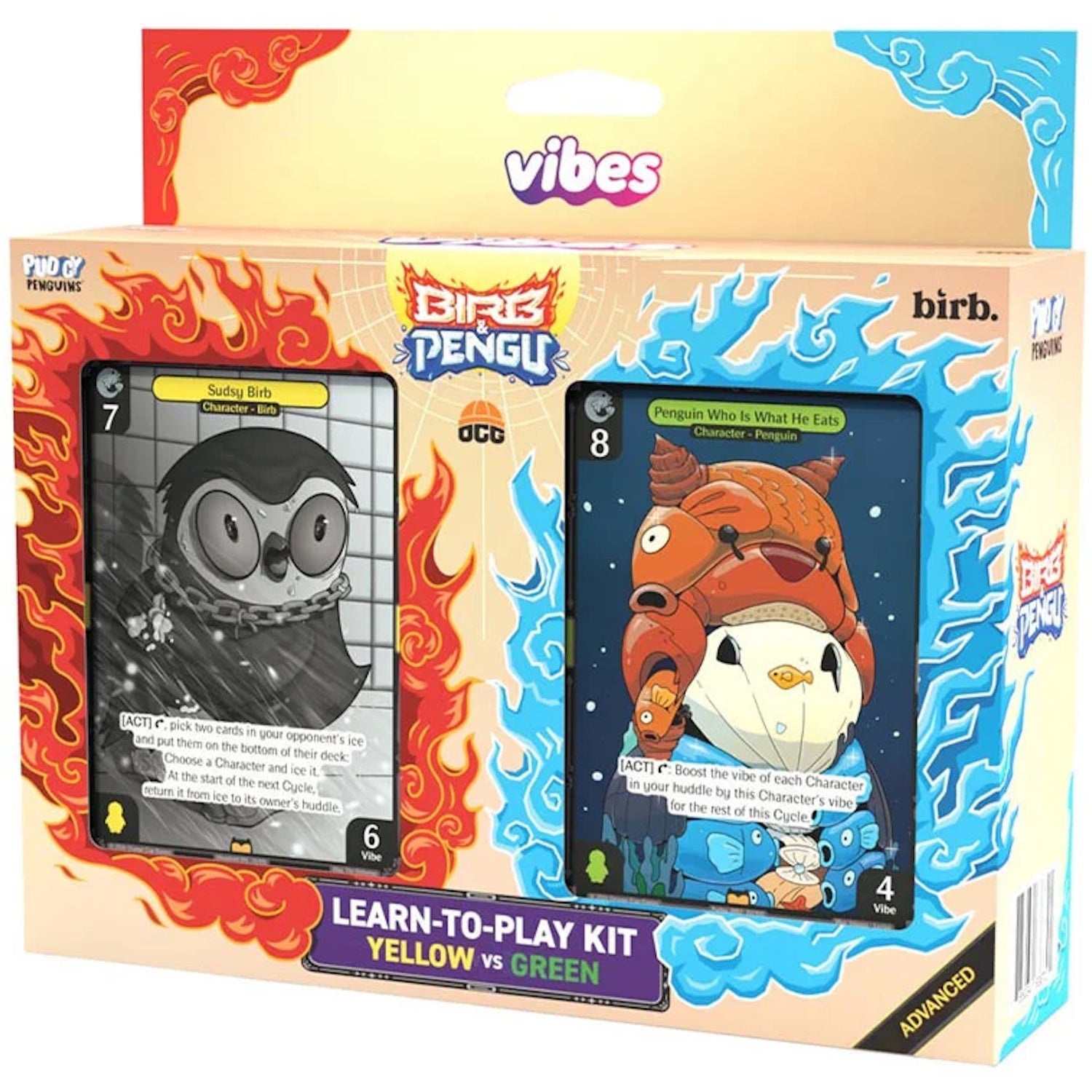 Vibes Pudgy Penguins TCG - Birb & Pengu Learn to Play Advanced Starter Kit: Yellow vs Green [Set 3] Card Game Pudgy Penguins